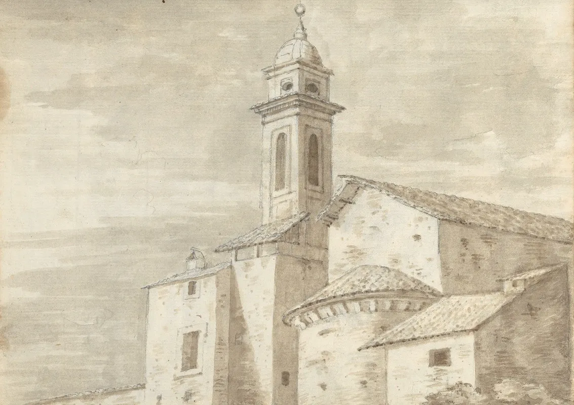 Church With A Tiled Roof And Tower