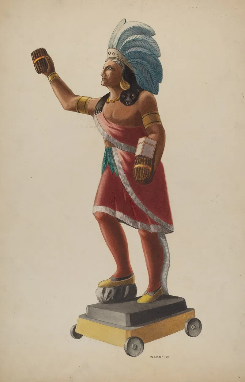 Cigar Store Indian 106 by Louis Plogsted - Canvas Print