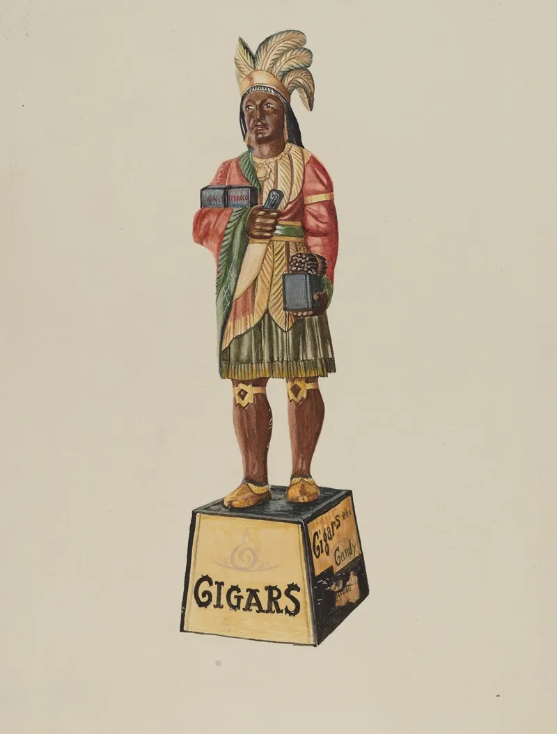 Cigar Store Indian 112 by Marius Hansen - Canvas Print