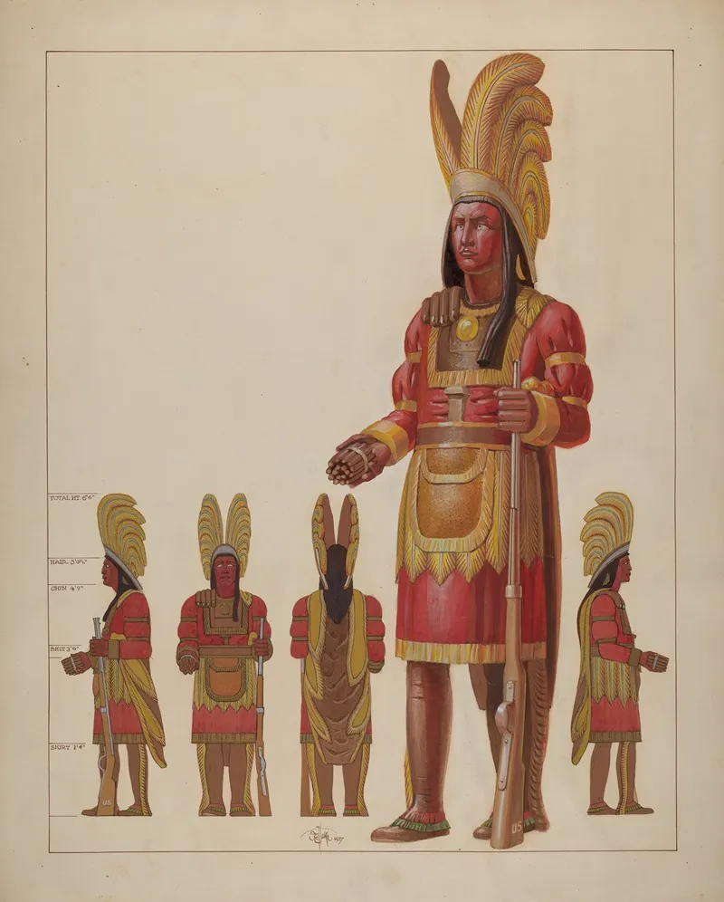 Cigar Store Indian 122 by Otto E. Hake - Canvas Print