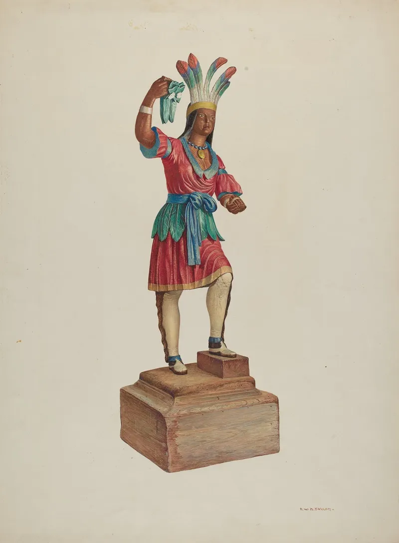 Cigar Store Indian 141 by Robert W.R. Taylor - Canvas Print