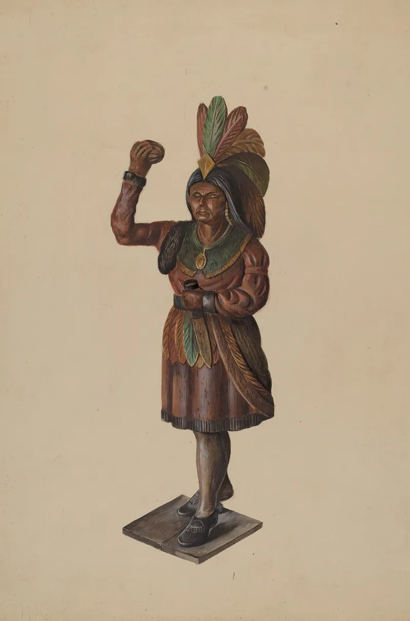 Cigar Store Indian 168 by Walter Hochstrasser - Canvas Print