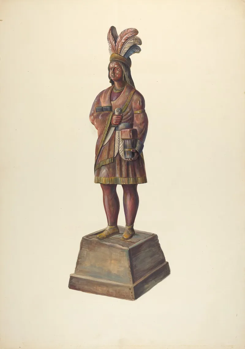 Cigar Store Indian 175 by Walter Hochstrasser - Canvas Print