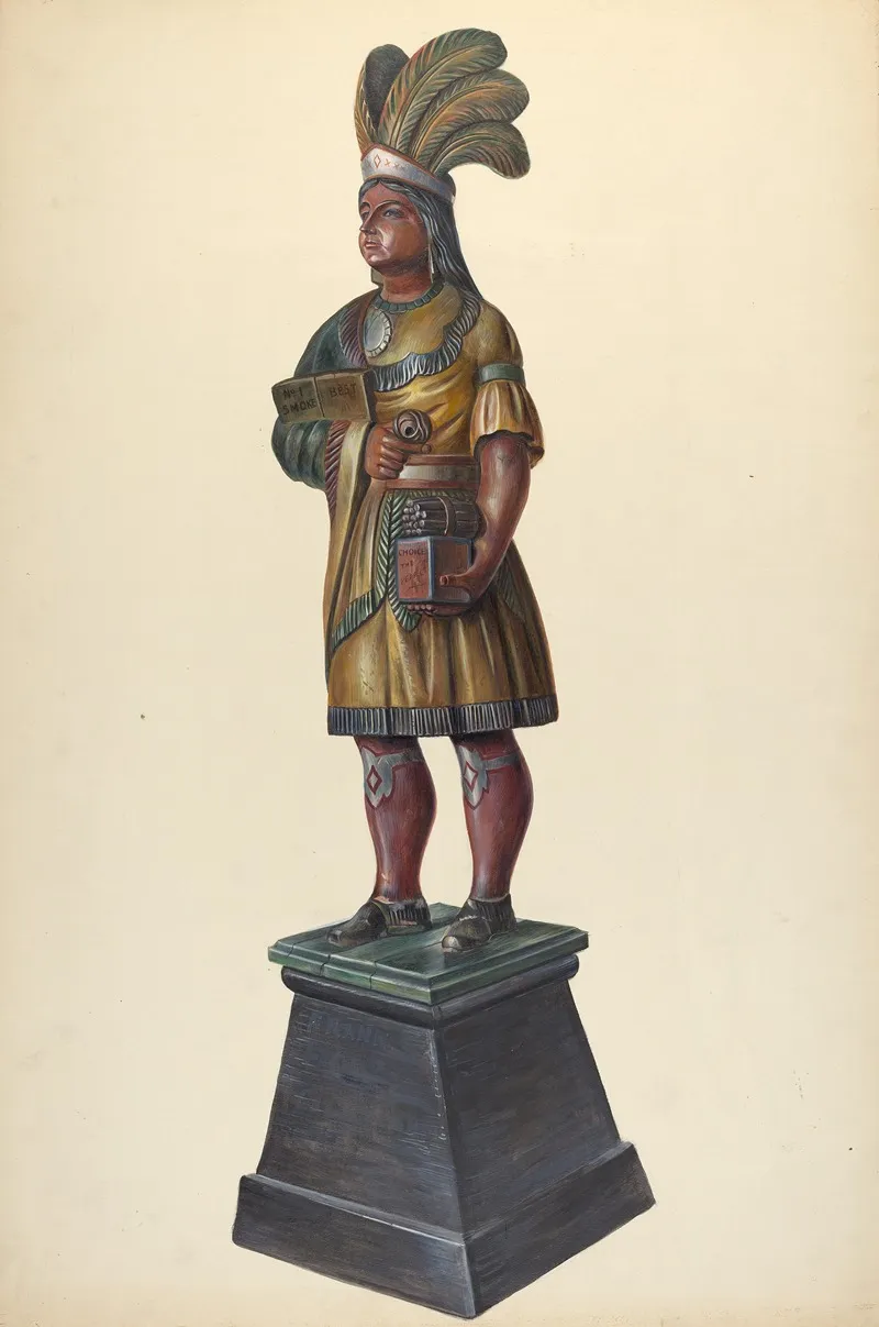 Cigar Store Indian 176 by Walter Hochstrasser - Canvas Print