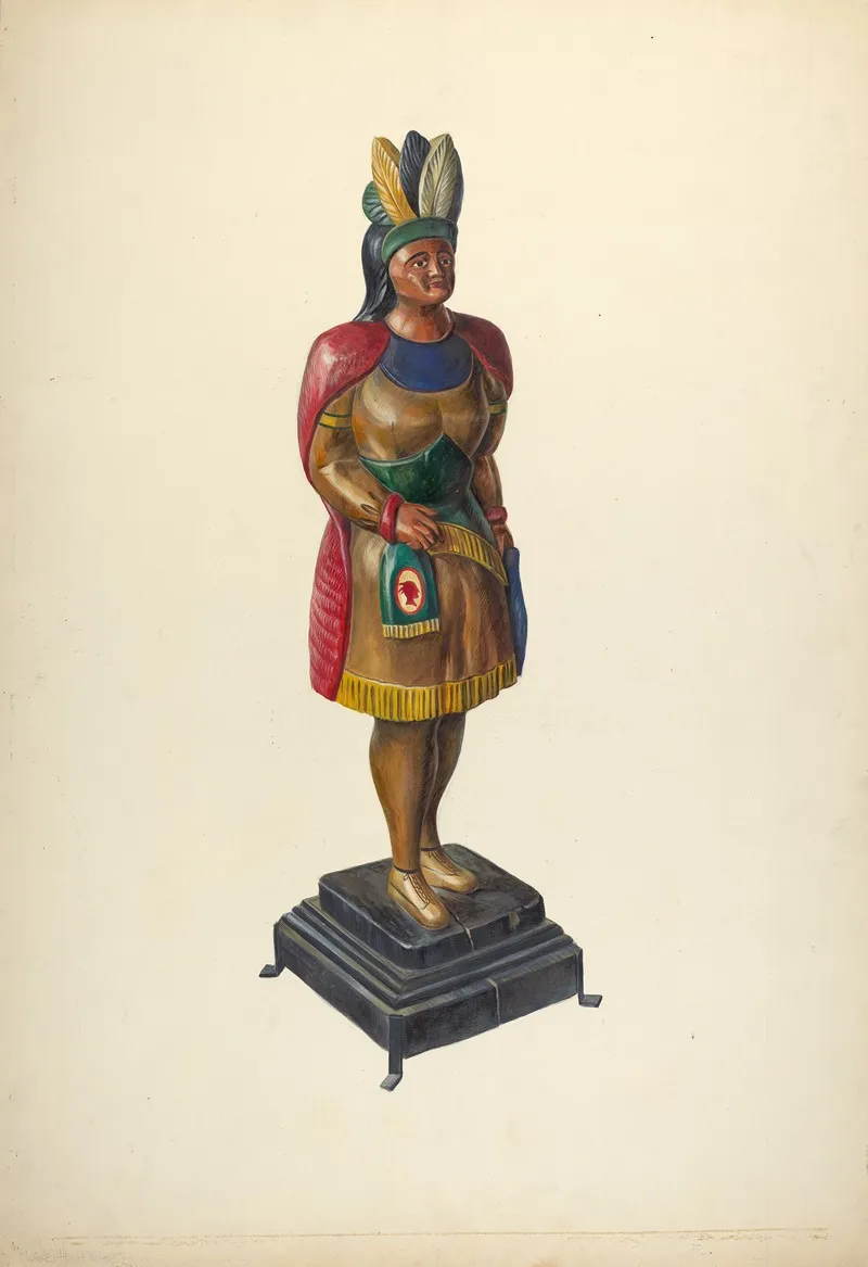 Cigar Store Indian 177 by Walter Hochstrasser - Canvas Print