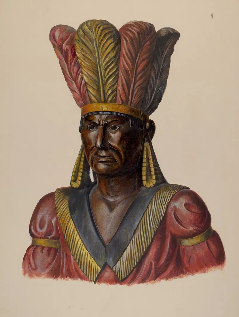 Cigar Store Indian 187 by Walter Hochstrasser - Canvas Print