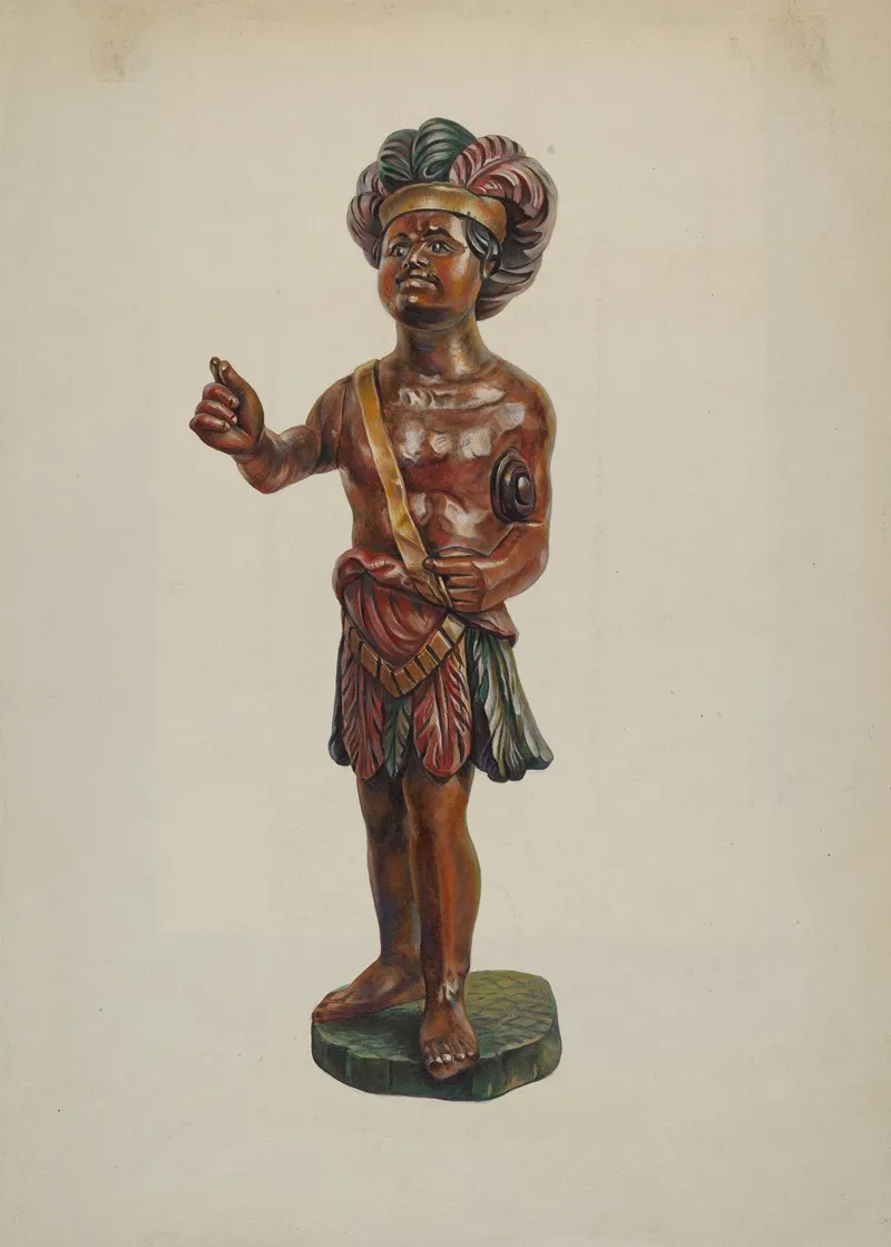 Cigar Store Indian 191 by Walter Hochstrasser - Canvas Print