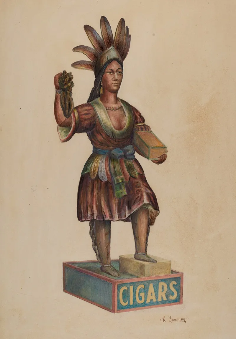 Cigar Store Indian 31 by Charles Bowman - Canvas Print