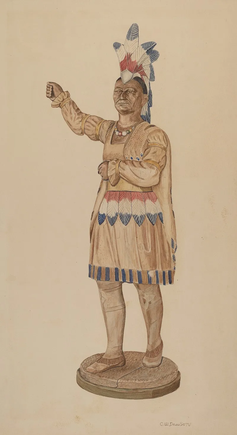 Cigar Store Indian 42 by Clarence W. Dawson - Canvas Print