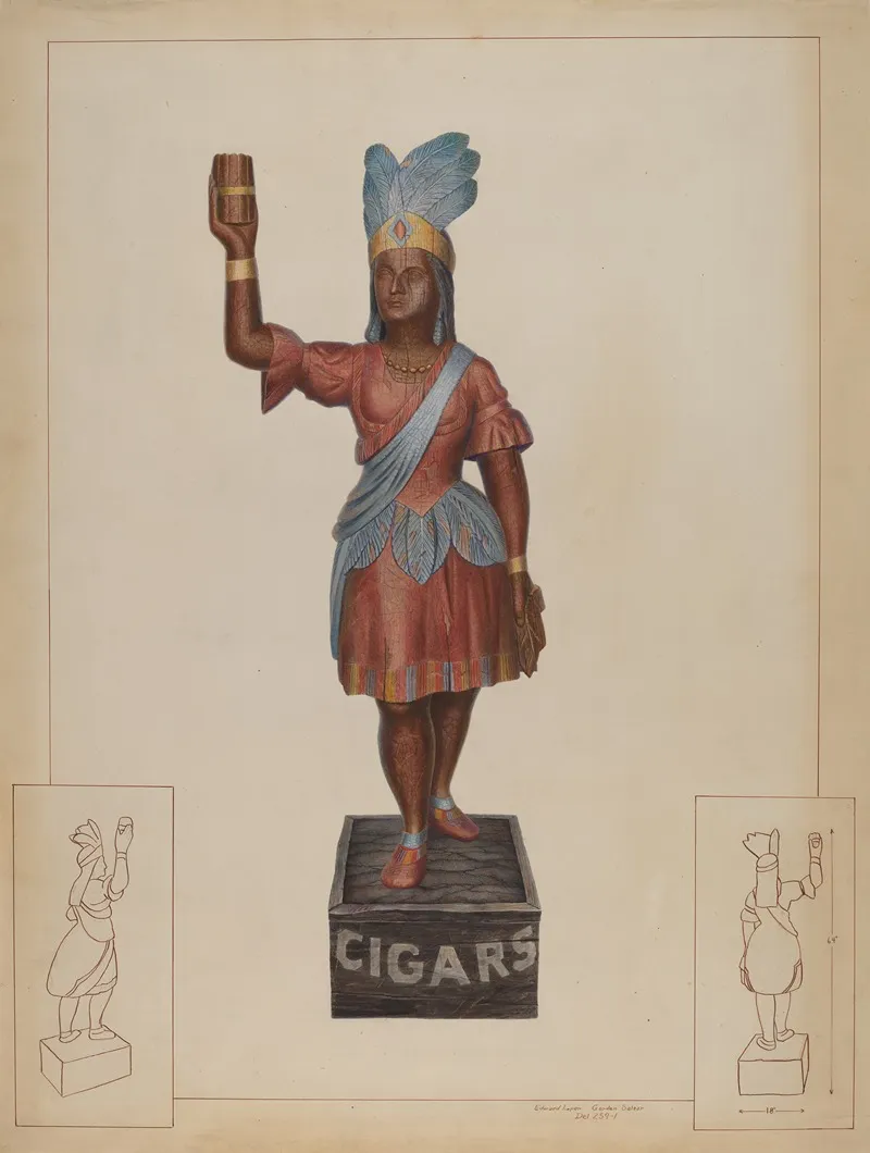 Cigar Store Indian 45 by Edward L. Loper - Canvas Print