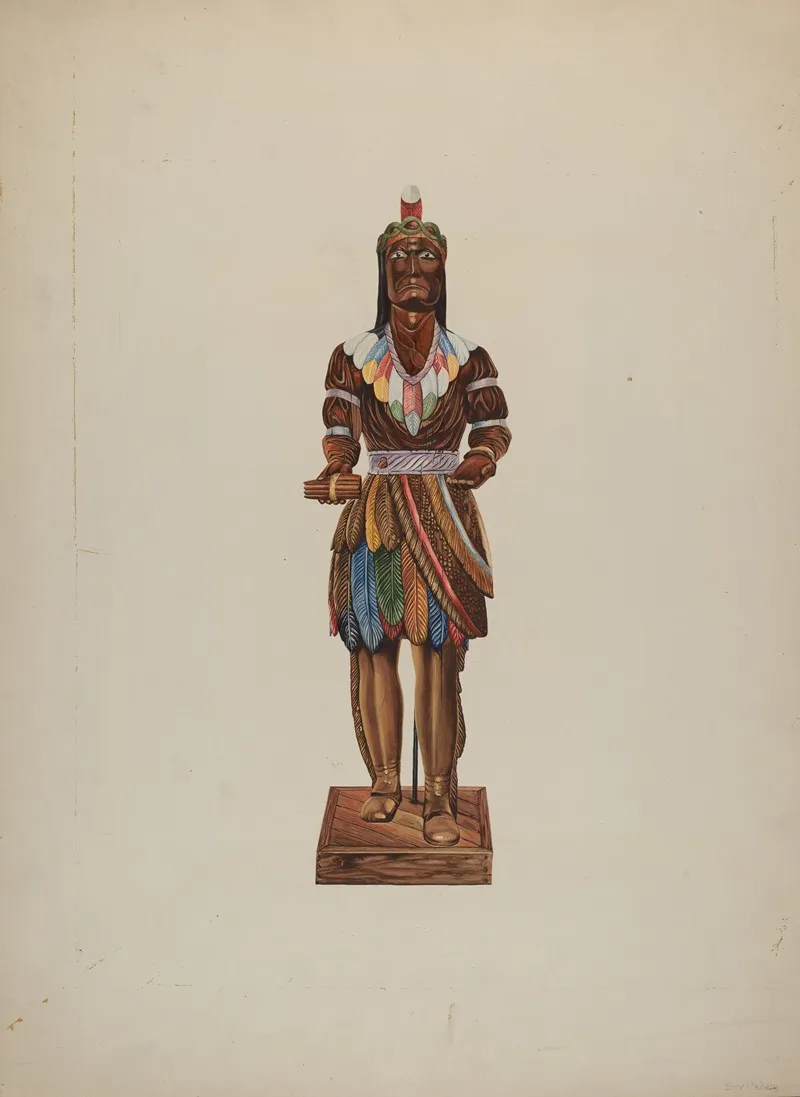 Cigar Store Indian 47 by Einar Heiberg - Canvas Print