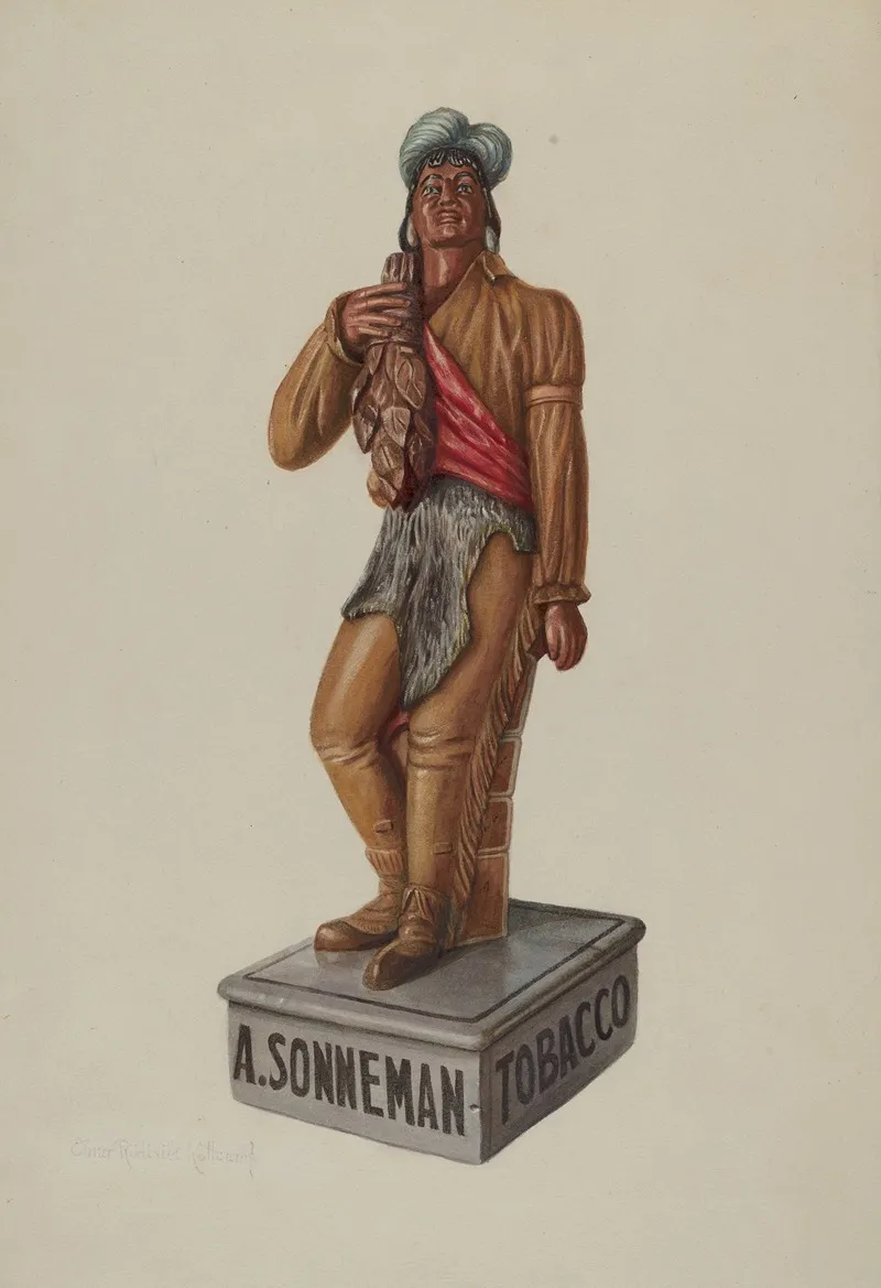 Cigar Store Indian 57 by Elmer R. Kottcamp - Canvas Print