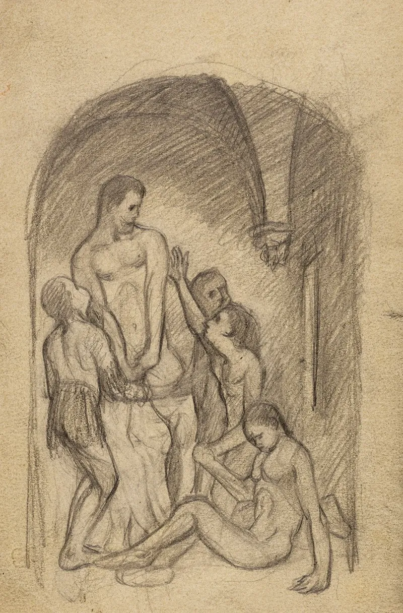 Cinq Personnages Nus Sous Une Voute Ugolin