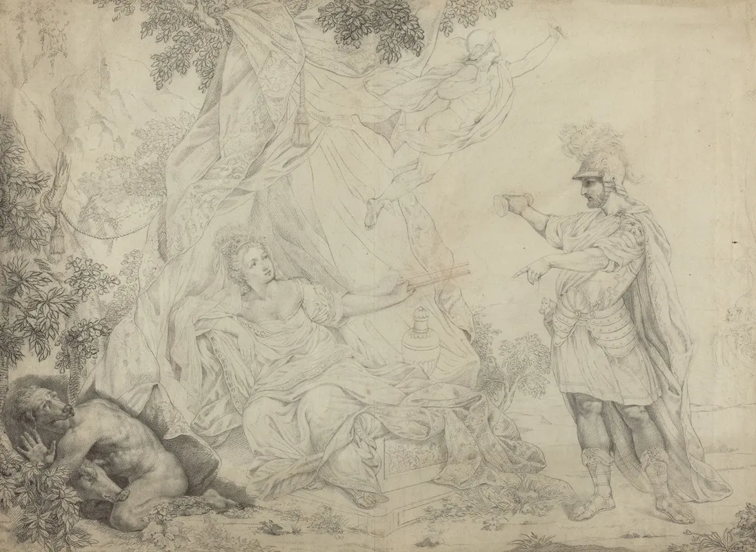 Circe And Ulysses by French School - Canvas Print