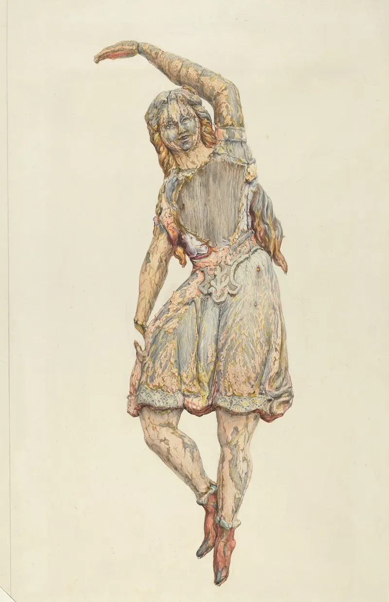 Circus Wagon Figure Dancing Girl 3 by Katharine Merrill - Canvas Print
