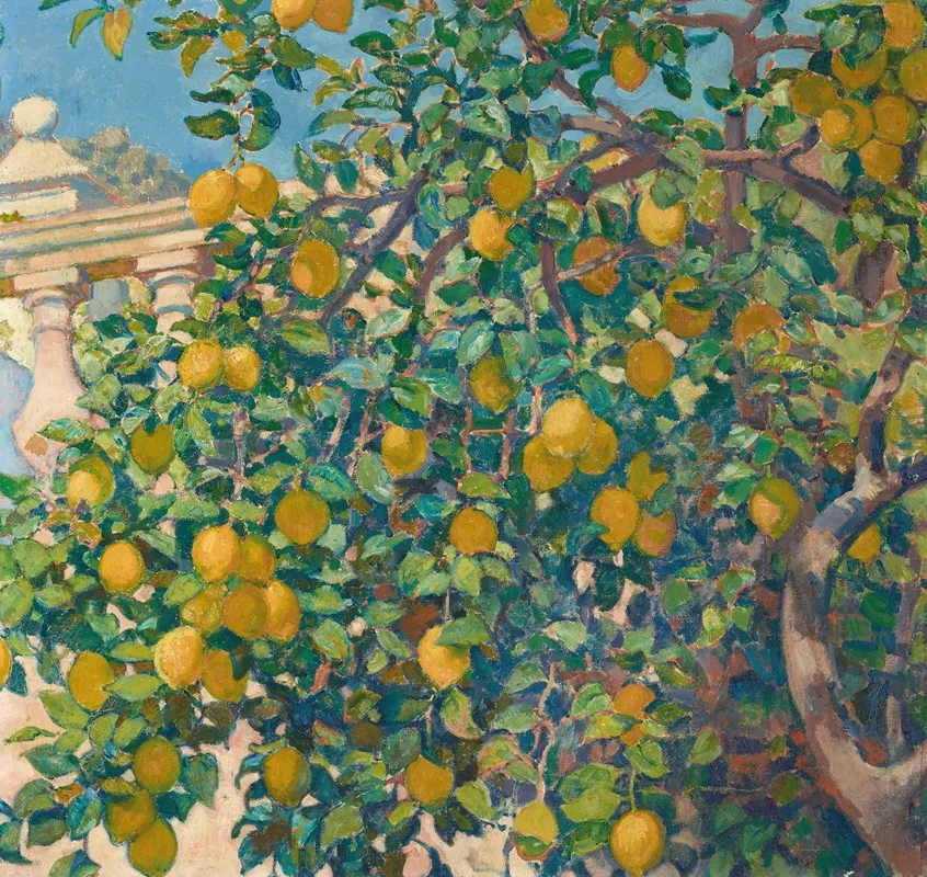 Citronniers A La Mortola by Theo van Rysselberghe - Canvas Print