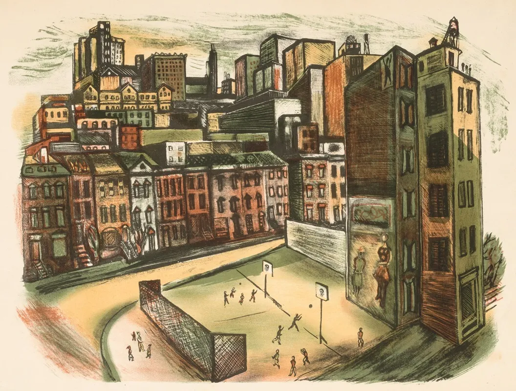 City Scene With Playground
