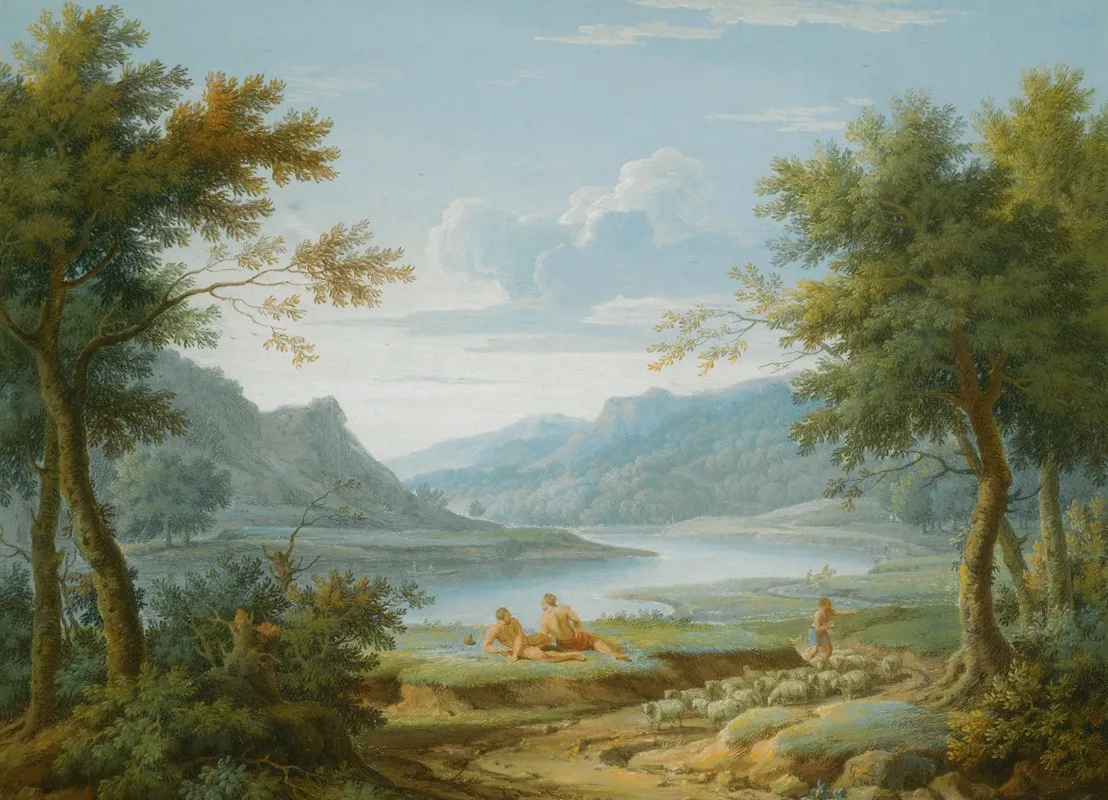 Classical Landscape 11 by George Lambert - Canvas Print