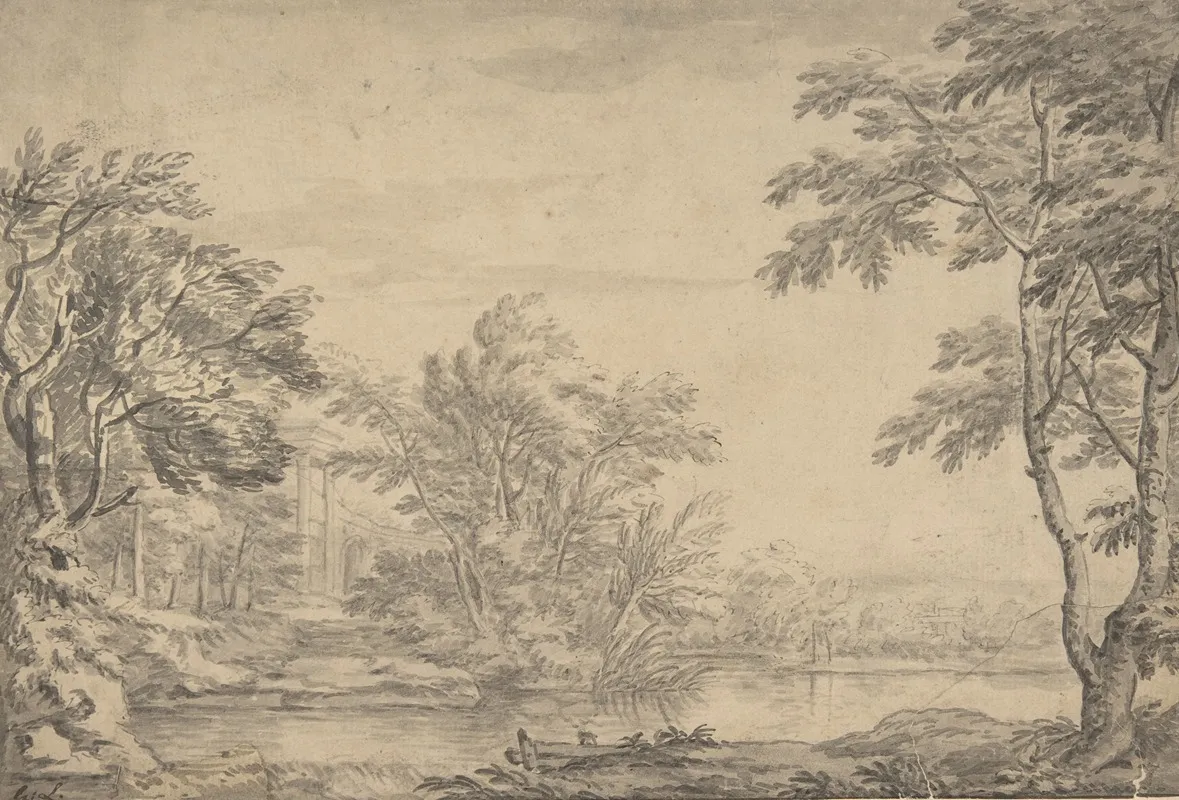 Classical Landscape 9 by George Lambert - Canvas Print