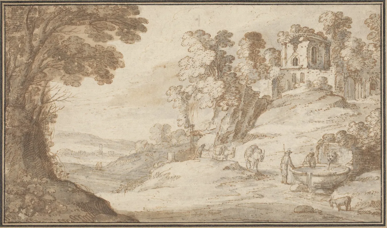 Classical Landscape With A Fountain