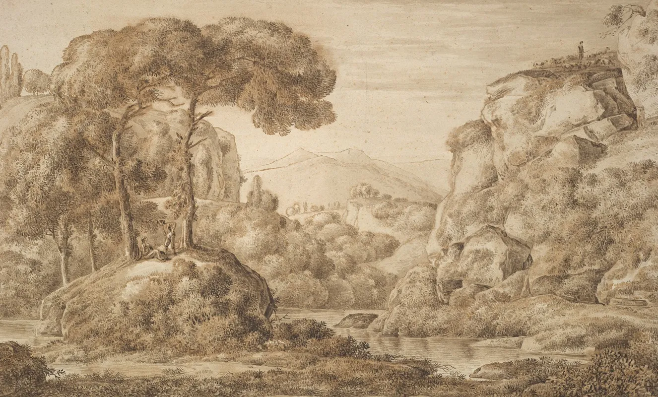 Classical Landscape With Figures 3 by Franz Kobell - Canvas Print