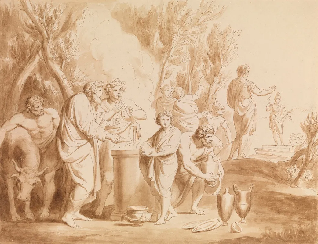 Classical Scene 5 by Andries Cornelis Lens - Canvas Print