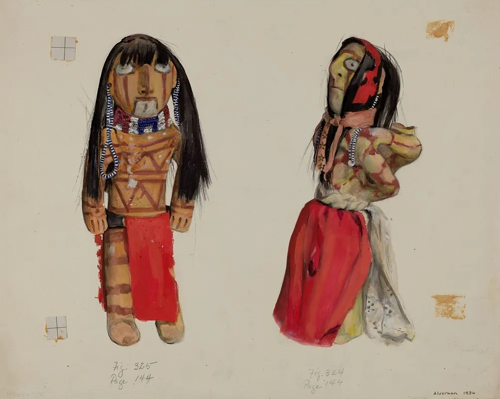 Clay Indian Dolls by Jane Iverson - Canvas Print