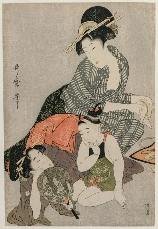 Cleaning Combs by Kitagawa Utamaro - Canvas Print