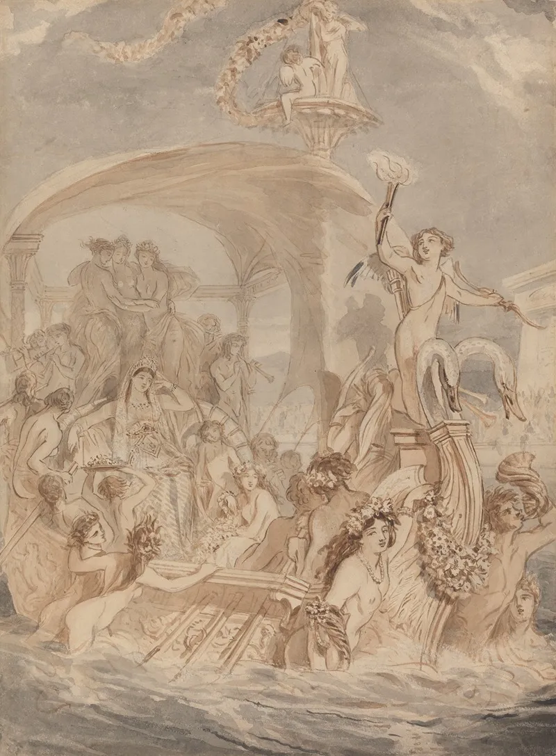 Cleopatra On The Cydnus To Meet Antony by Alfred Edward Chalon - Canvas Print
