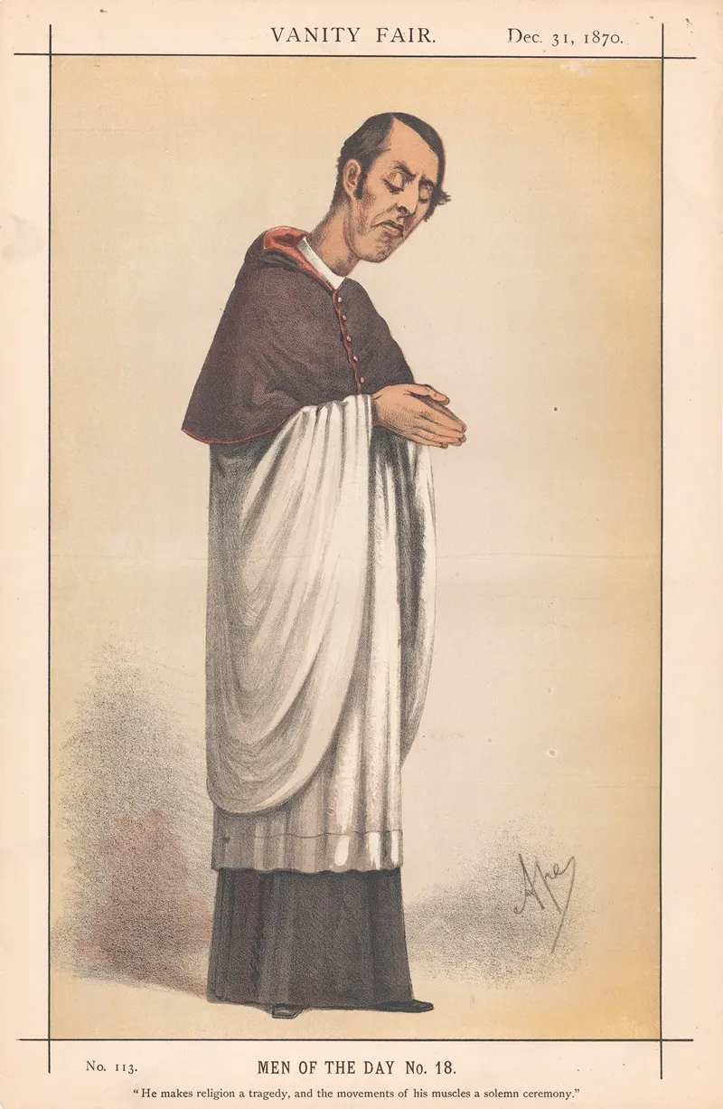Clergy He Makes Religion A Tragedy And The Movement Of His Muscles A Solemn Ceremony Mackonchie 31 December 1870 by Carlo Pellegrini - Canvas Print