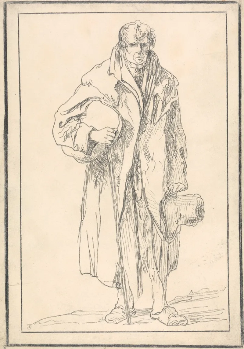 Cloaked Man Holding Hat