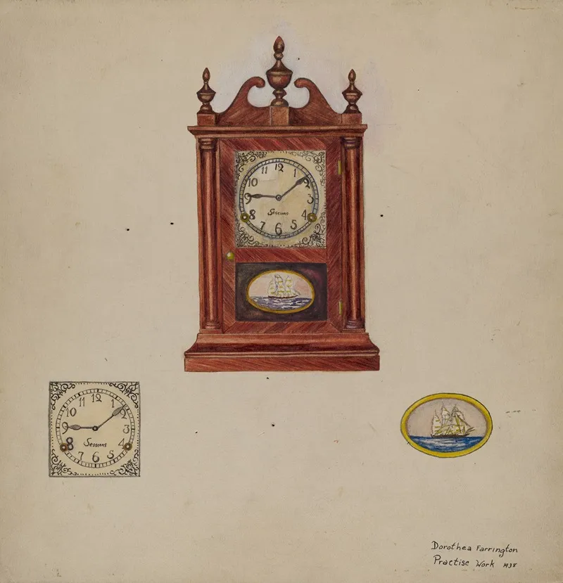 Clock Antique by Dorothea A. Farrington - Canvas Print