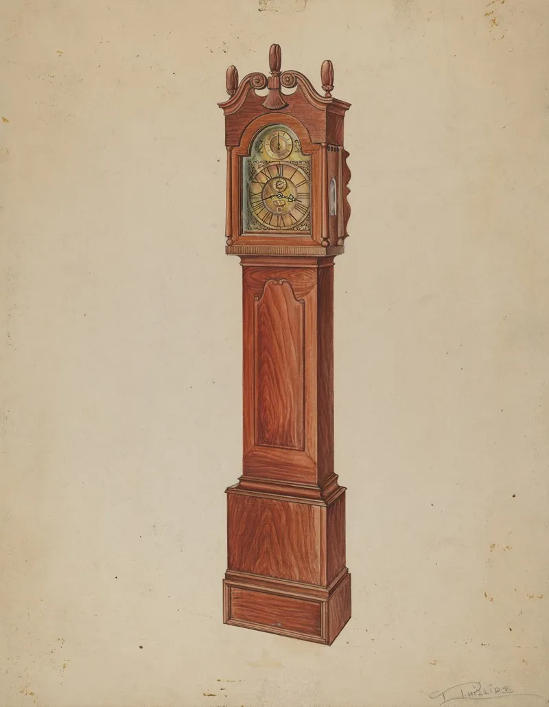 Clock Grandfather by Lawrence Phillips - Canvas Print