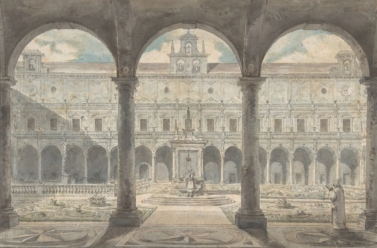 Cloister Of The Certosa Di San Martino Naples by Louis Jean Desprez - Canvas Print