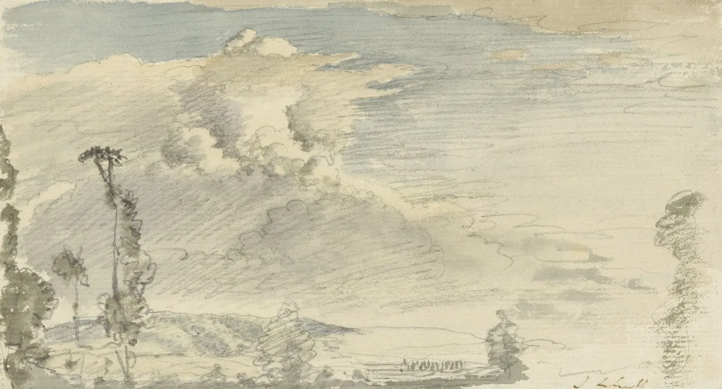 Cloudy Sky Over A Hilly Landscape by John Linnell - Canvas Print