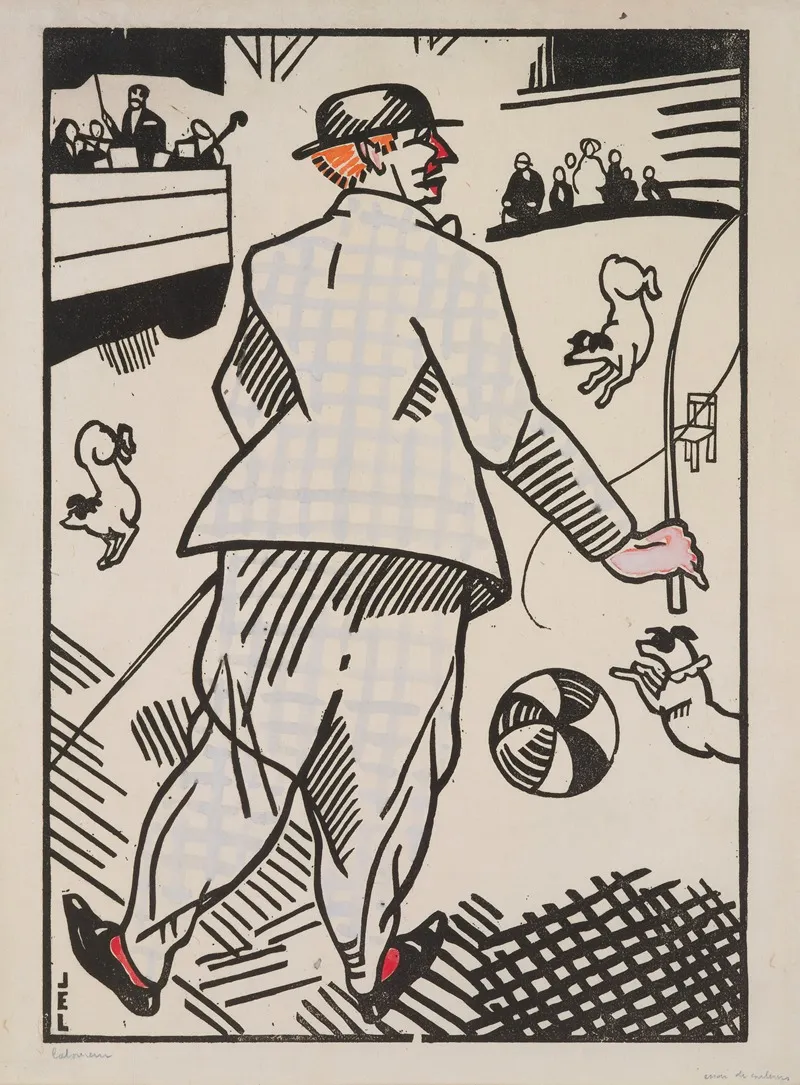 Clown With Dogs Le Clown Aux Chiens by Jean-Émile Laboureur - Canvas Print
