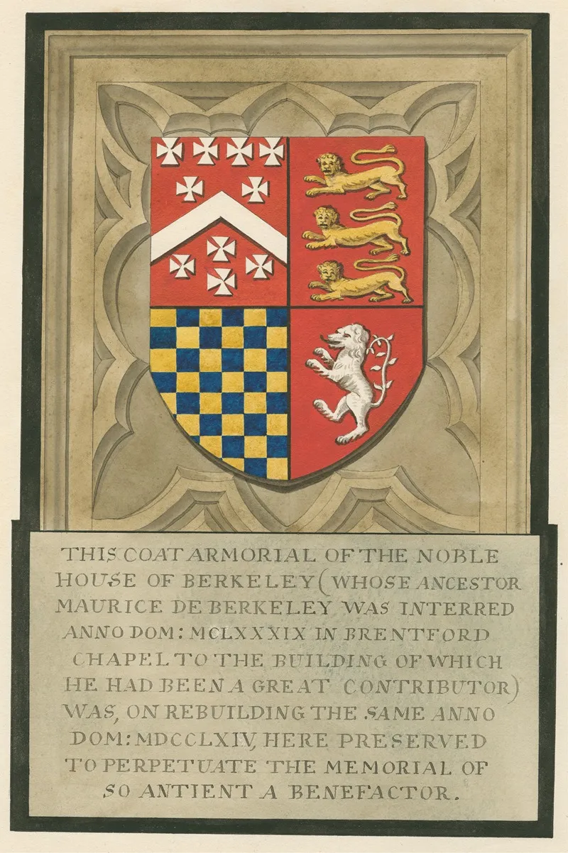 Coat Armoril Of The Noble House Of Berkeley From Brentford Church by Daniel Lysons - Canvas Print
