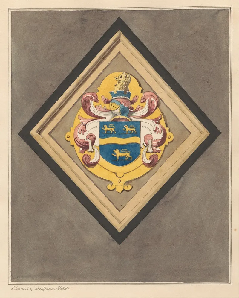 Coat Of Arms In Chancel At Bedfont Church by Daniel Lysons - Canvas Print