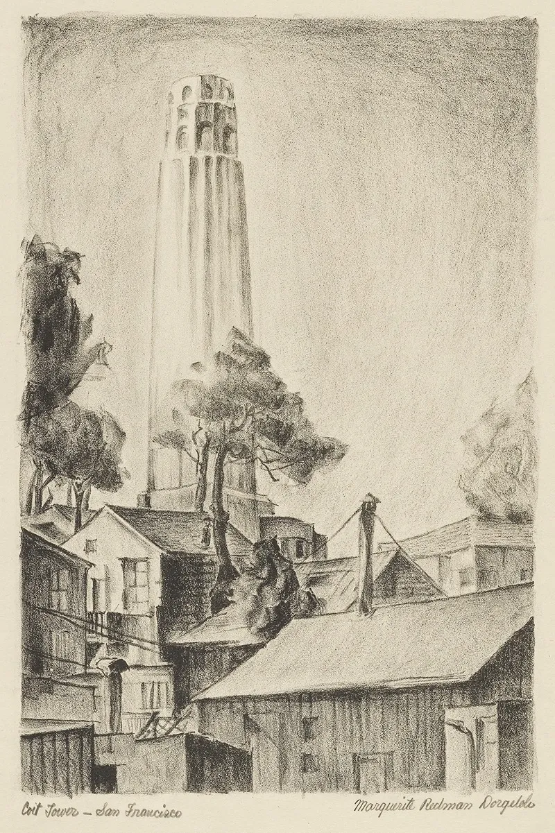 Coit Tower San Francisco by Marguerite Redman Dorgeloh - Canvas Print