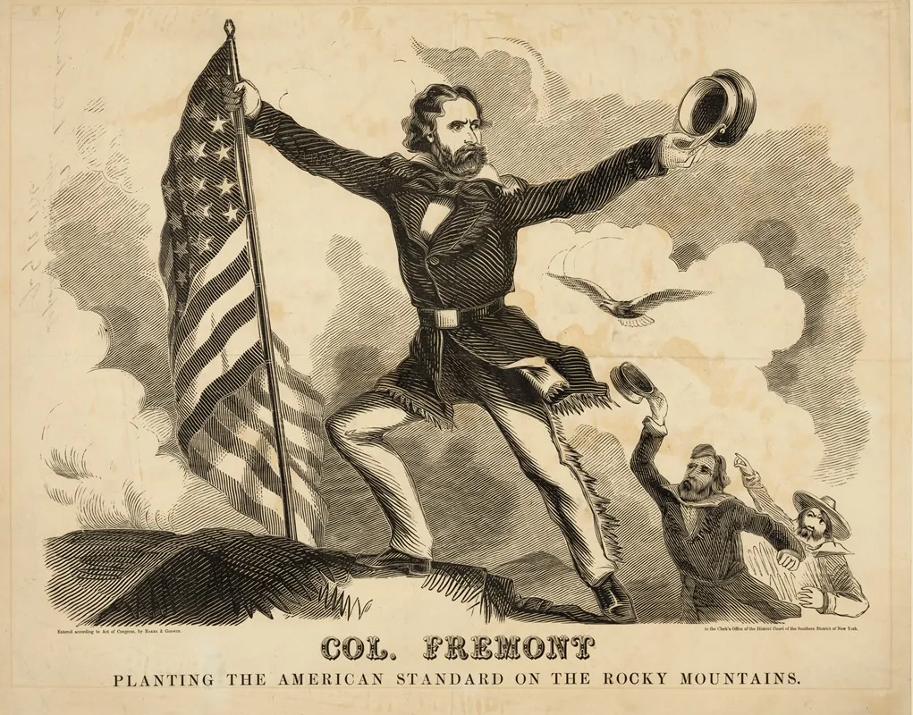 Col John C Fremont Planting The American Standard On The Rocky Mountains by Baker &amp; Godwin - Canvas Print