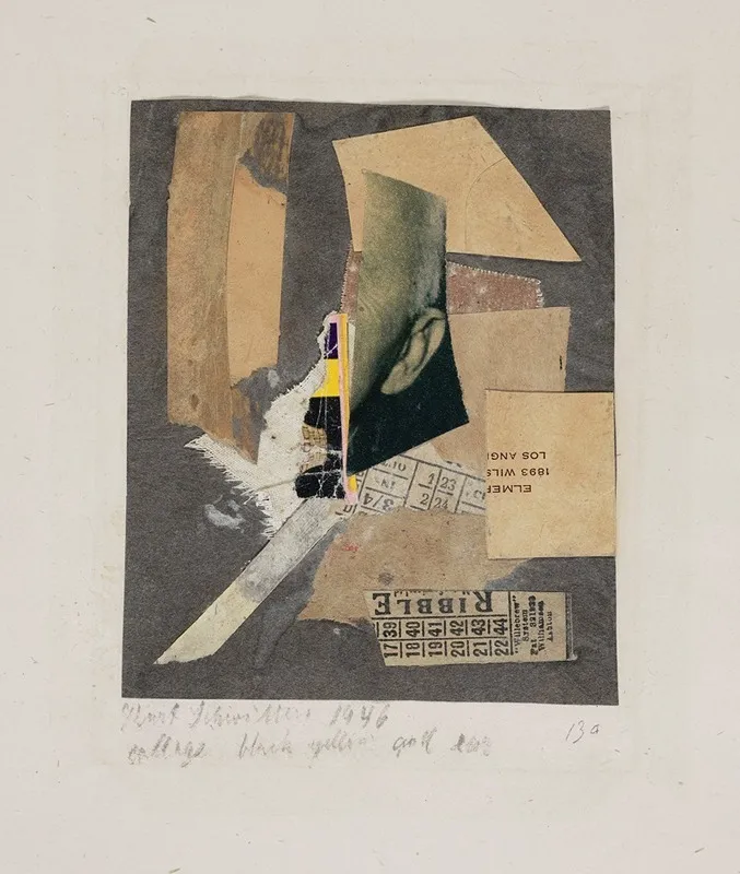 Collage Black Yellow And Ear by Kurt Schwitters - Canvas Print