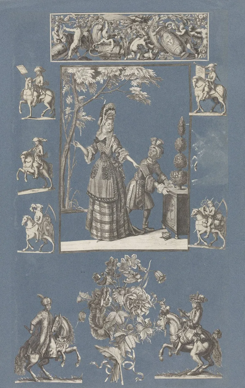 Collage Of Cut Out Prints Pasted On Blue Paper Pl 01