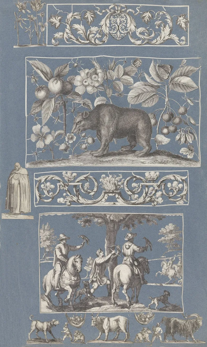Collage Of Cut Out Prints Pasted On Blue Paper Pl 12