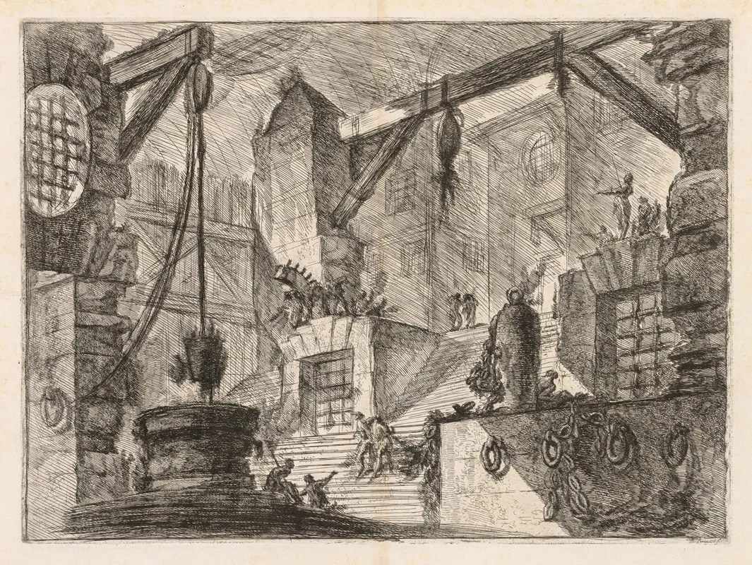 Colonnaded Interior With A Broad Stair