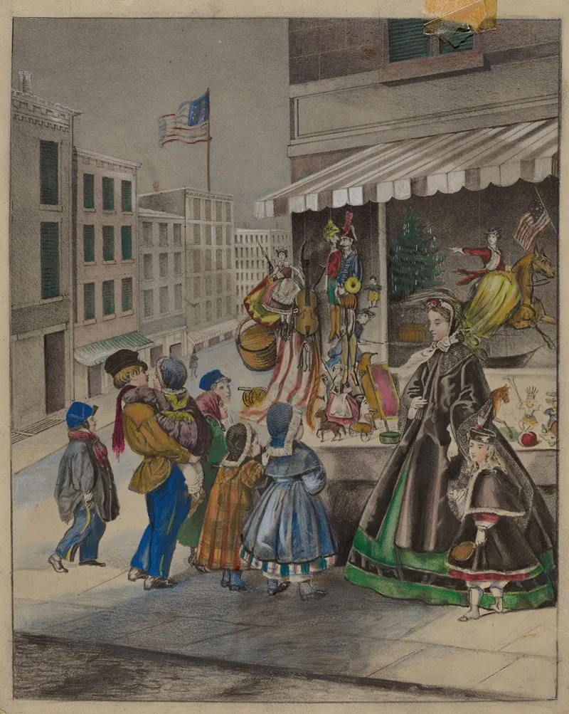 Colored Lithograph New Years Eve