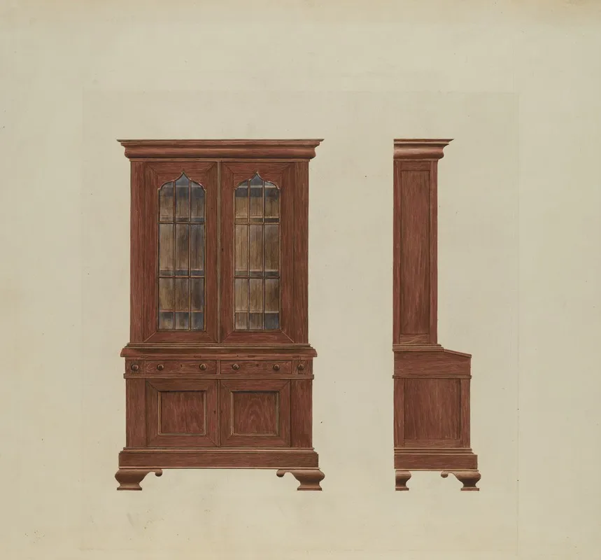 Combination Desk And Bookcase