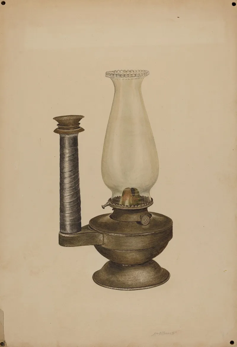 Combination Lamp Candle Holder by Sydney Roberts - Canvas Print