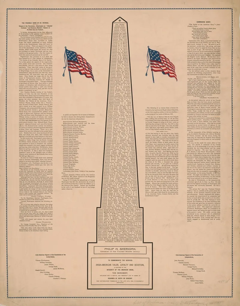 Commemorate The Services Of Irish American Valor Loyalty And Devotion