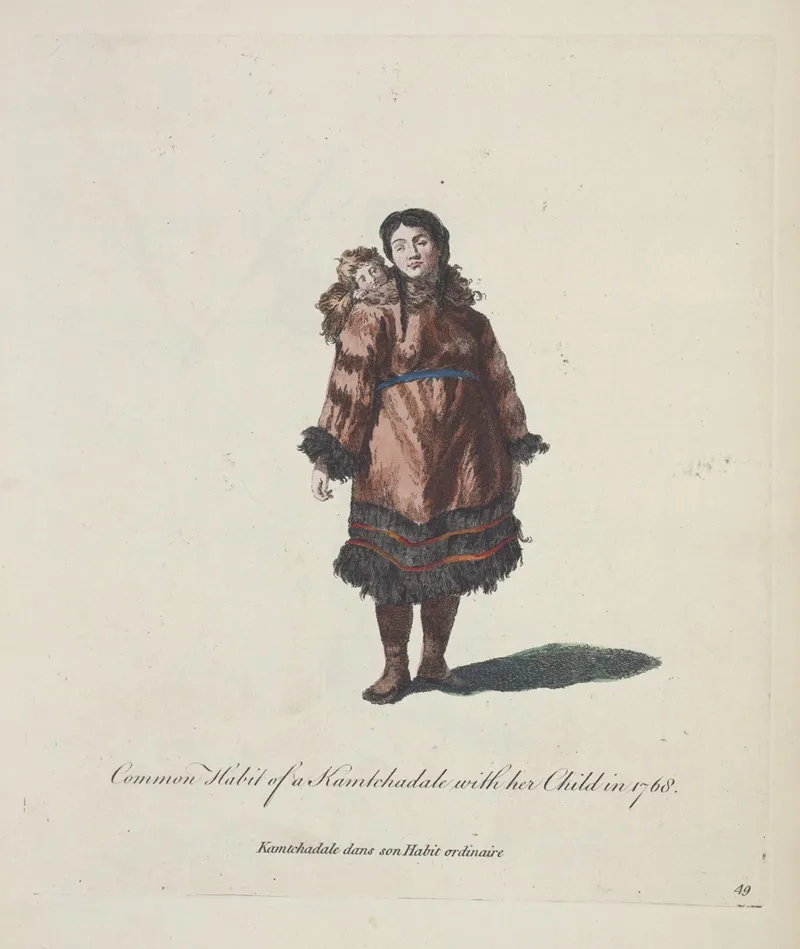 Common Habit Of A Kamtchadale With Here Child In 1768 Kamtchadale Dans Son Habit Ordinaire