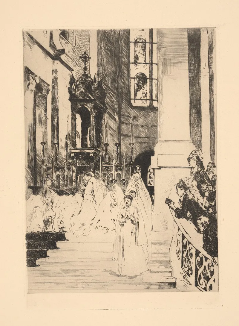 Communion At Trinity Church by Henri Gervex - Canvas Print